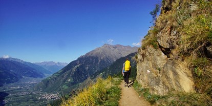 Pensionen - Umgebungsschwerpunkt: am Land - Italien - Die Texelgruppe gehört zu den schönsten Naturparks Südtirol. Die Wanderwege erreichen Sie zu Fuss und mit dem Bus. (Bushaltestelle am Haus.) Sie erleben eine Fernsicht bis in den Dolomiten und bereits Anfänger können den Meraner Höhenweg bewältigen. Bei Ihrer Ankunft erklären wir Ihnen gerne unsere schönsten Waal- und Höhenwege und das Bussystem. Bei uns erhalten Sie die AlgundCard und Sie fahren kostenlos Bus und Zug. 5 Seilbahnen und 80 Museen sind inklusive. Neu: Abendbus bis 22 Uhr - Pension Plarserhof