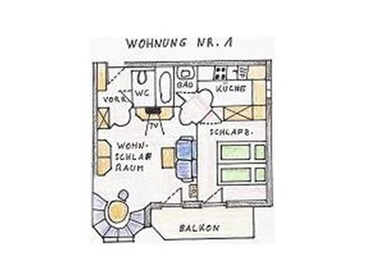 Pensionen - Balkon - Skizze Appartement"1" - Haus Heidi