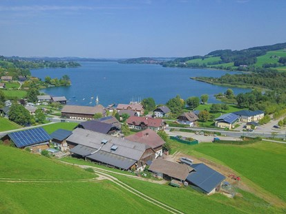Pensionen - Umgebungsschwerpunkt: See - Salzburg - Der Ausblick über unsere Pension hinweg auf den Obertrumer See - Pension Fischerhof